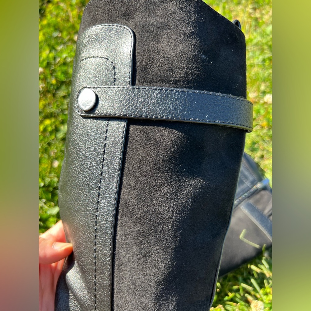 Franco Sarto Black Tall Leather & Suede Riding Boots - Picture 8 of 12